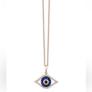 EFFY 14K Rose Gold, Diamond & Blue Sapphire Evil Eye Pendant Necklace